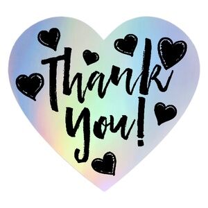 100 Thank You Stickers | Cute Heart | Small Business Packaging STICKERS NEW